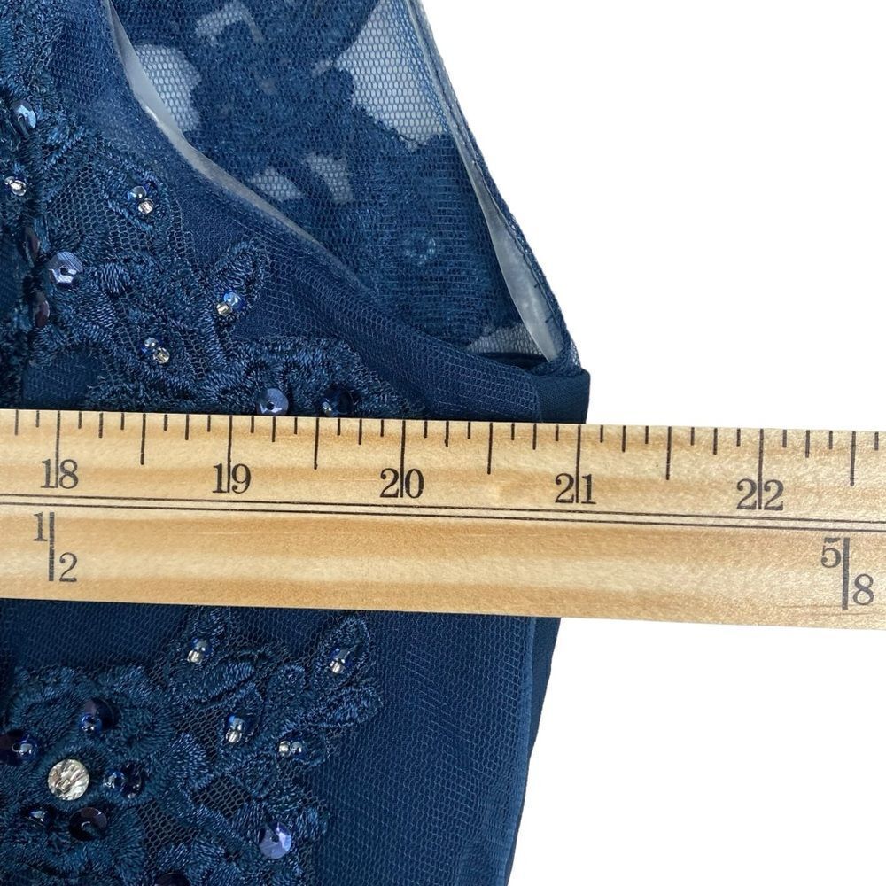 Azazie Libby A-Line Scoop Sequins Chiffon Dress Sz 20 Dark Navy Wedding - Picture 11 of 16